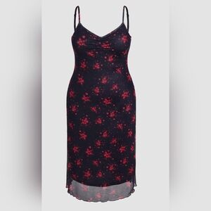 CIDER mesh floral v neck midi dress curve 1X 16 NWT